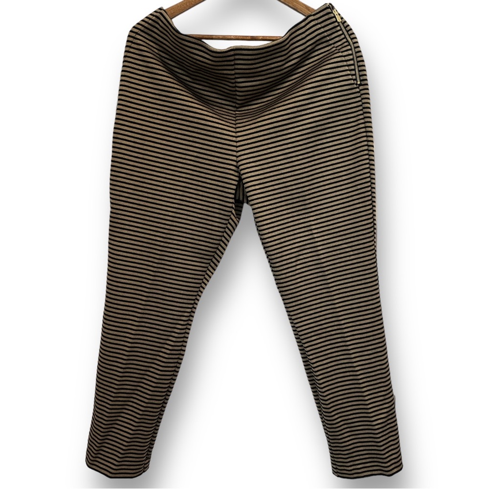 Chico’s 2.5 Black Label Slim Stripe Ankle Pants Black Gold women’s size 14